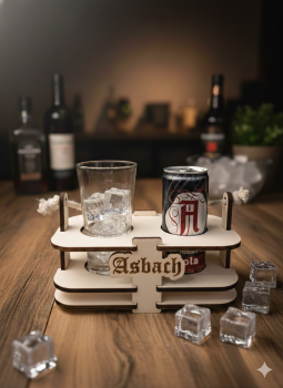 Asbach-Cola-Tragerl mit Glas