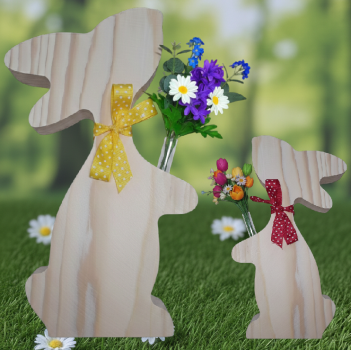 Wooden Easter bunny with test tube