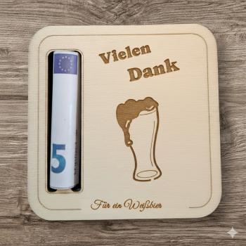 Beer mat as a gift of money