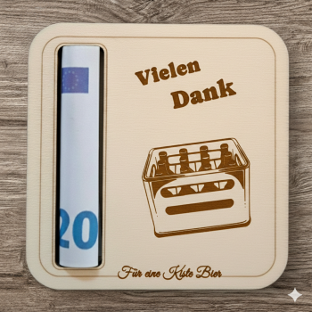 Beer mat as a gift of money