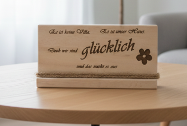 Wooden sign with saying