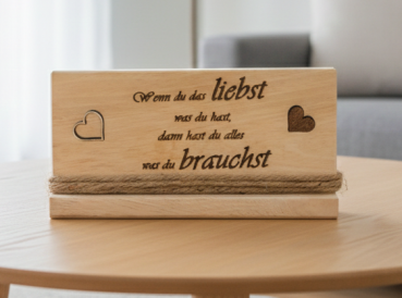 Holzschild mit Spruch