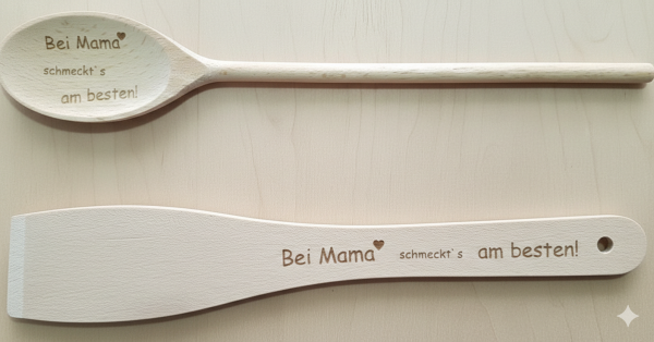 Kochlöffel und Pfannenwender mit Gravur