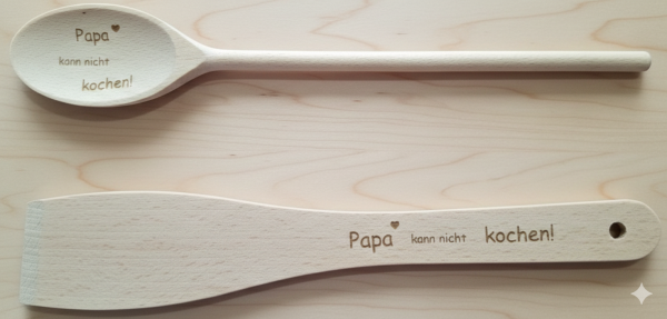 Kochlöffel und Pfannenwender mit Gravur