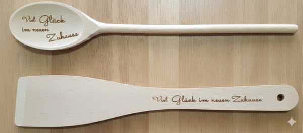 Kochlöffel und Pfannenwender mit Gravur