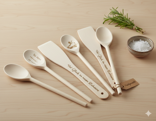Kochlöffel und Pfannenwender mit Gravur