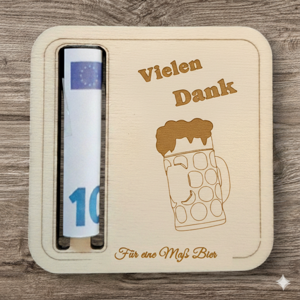 Beer mat as a gift of money