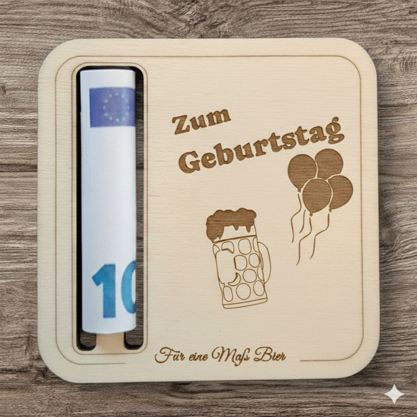 Beer mat as a gift of money