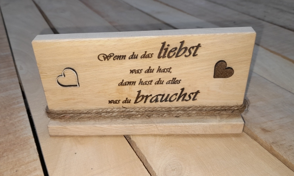 Holzschild mit Spruch